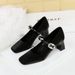 6295-K111 Fashion Versatile Mary Jane With Rhinestones, One-Strap Shallow Mouth Single Shoes, Chunky Heel Square Toe_vogvips.com