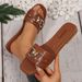 SHLIANG Fashion Women Slippers Lightweight Flat Sandals Metal Decoration Casual Shoes Fashion Chain Slippers Beach Slides Women V0164_vogvips.com