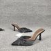 Women's Closed-Toe Block Heel Sandals - Chic Pointed-Toe Mule Slides For Fall Stiletto Heel, Closed Toe High Heels, No Exposing Toes_vogvips.com