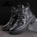 New- Winter Men's High-top Fleece Korean-style Leather Boots And Cotton Shoes_vogvips.com