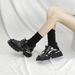 Women's Retro Style Square Toe Leather Derby Shoes Studded Punk Platform Spring Autumn_vogvips.com