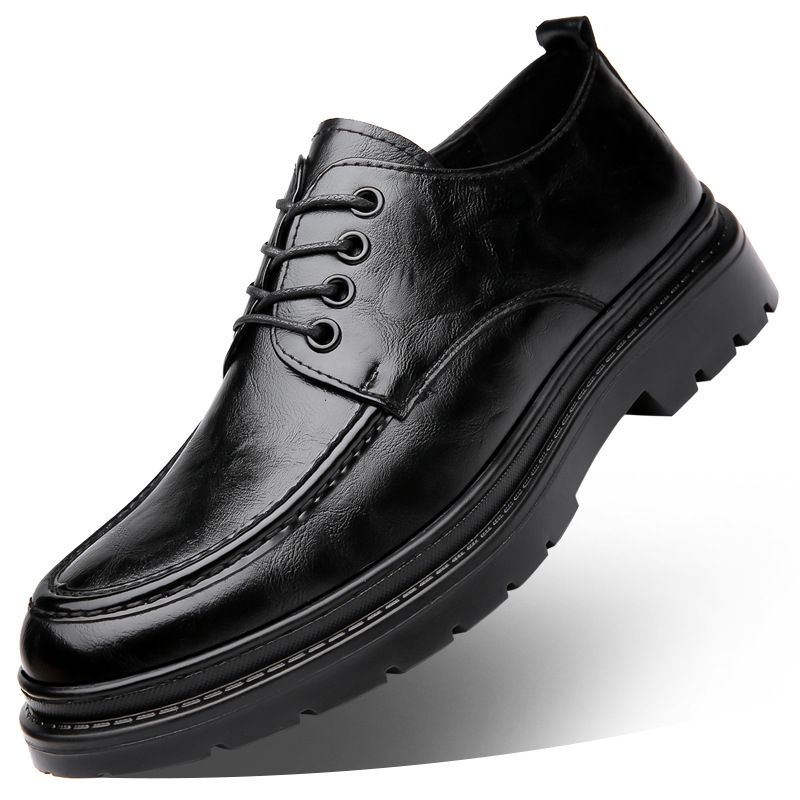 2026 Spring And Autumn New Casual Versatile Men's Thick-Soled Height-Increasing Loafers Business Lace-Up Formal Leather_vogvips.com