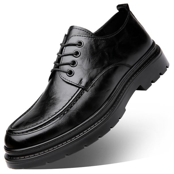 2026 Spring And Autumn New Casual Versatile Men's Thick-Soled Height-Increasing Loafers Business Lace-Up Formal Leather_vogvips.com