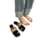 Korean Version Of Foreign Trade Thin Strap Combinati Soft Leather Square Head Slippers Women's Open Toe Flat Bottom Beach Sandals Independent Station_vogvips.com