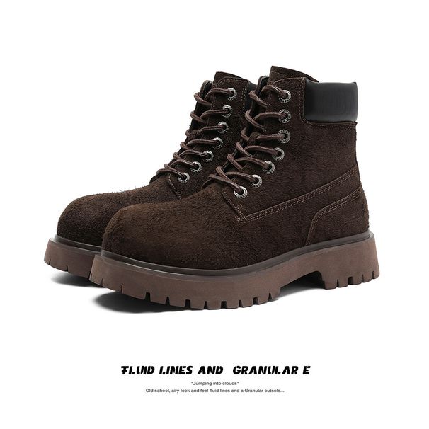 「XGXC」Men's High-top Martin Boots, Outdoor Trendy Work Boots, Thick-soled Desert Boots, Height-enhancing Hiking Shoes, Motorcycle Boots_vogvips.com