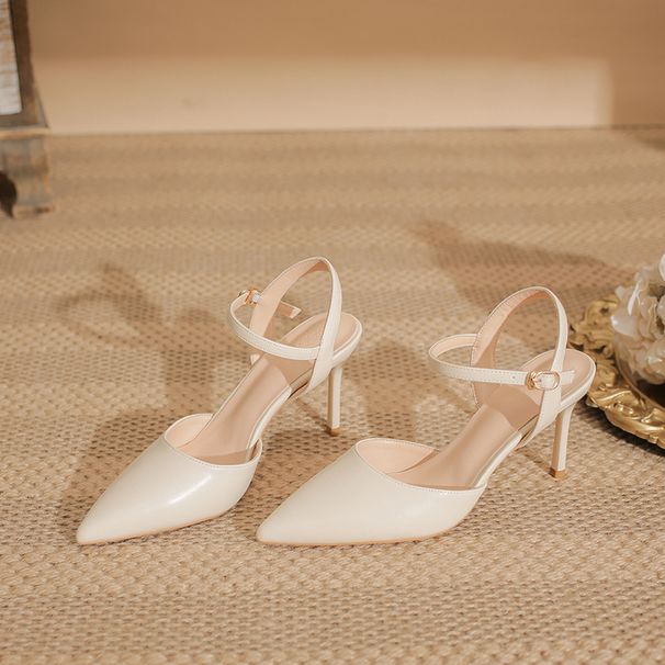 Women's Shoes Pointed Toe Nude High Heels - Slim Stiletto Pump Sandals With Ankle Strap For Office & Evening Wear To Wear Outside_vogvips.com