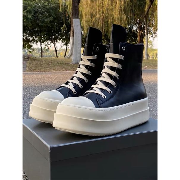 Unisex Chunky Sole High Top Canvas Sneakers With Design For Casual Streetwear And Everyday Comfort Trendy Platform_vogvips.com