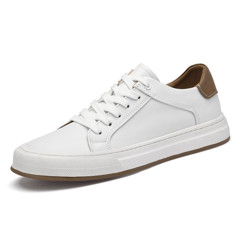 Men's Little White Shoes Breathable Leather Board Shoes Casual Shoes Comfortable Low-top Shoes_vogvips.com