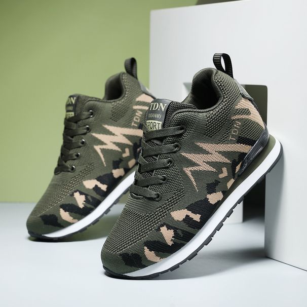 New Camouflage Fly Woven High Rise Sports Oversized Outdoor Running Shoes, Comfortable Women's Fitness Shoes F7e_vogvips.com