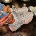 Womens Silver Rhinestone Chunky Sneakers Spiked Sole For Party Street Style Wear_vogvips.com