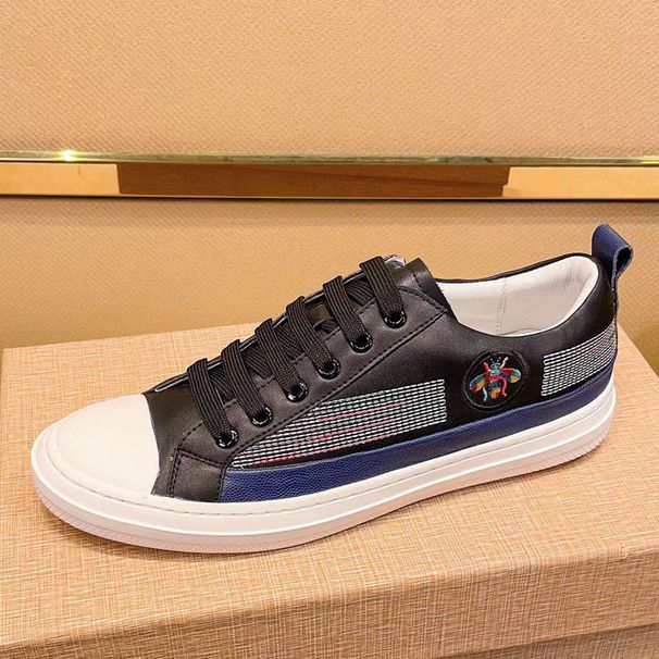 Fuguqi Little Bee Fashion Versatile Genuine Leather White Men's Board Korean Edition Trendy Casual Shoes_vogvips.com