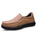 Casual Leather Shoes Men's Round Head Leather Men's Shoes Non-slip Loafers Dad Shoes_vogvips.com
