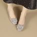Cameido Women's Square Toe Rhinestone Buckle Chunky Heel Pumps Spring Loafers Slip On Commuting Shoes_vogvips.com