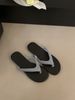 French Minimalist Flip-flops For Beach Vacations, Summer Versatile Color-blocking Flat Flip-flops, Women's Outerwear Sandals_vogvips.com