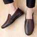 Summer New Casual Men's Genuine Leather Soft Sole Top Layer Cowhide Slip-On Dad Shoes_vogvips.com