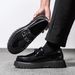 Spring And Autumn Slip-On Loafers, Thick-Soled Height-Increasing Shoes, Black Fashionable Men's Casual Leather Shoes 306_vogvips.com