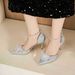 6692X-201 Floral Strap High Heels Women's Wedding Elegant Sequin Pointed Toe Stiletto Hollow Single Shoes_vogvips.com