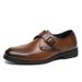 Autumn low cut lazy with one foot, men's round toe fashionable business shoes, outdoor small leather shoes_vogvips.com