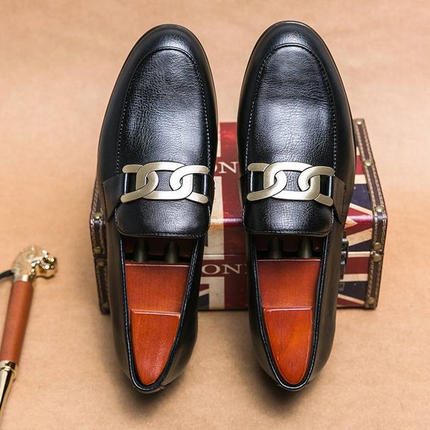 New Fashion Men's Brown Business Casual Loafer Shoes Daily Office Black Buckle Monk Men's Shoes One Foot Cover Banquet Dress Wedding Leather Shoes_vogvips.com