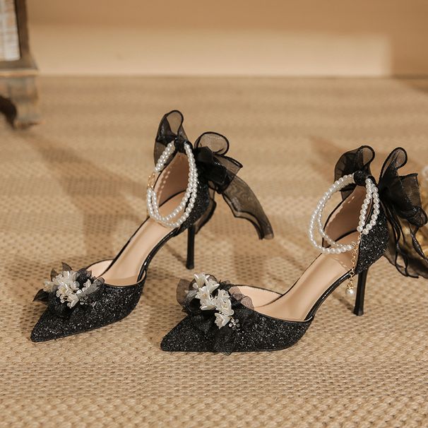 Women's Shoes Pointed Toe High Heel Sandals With Glitter And Rhinestones - Elegant Stiletto Heels For Parties, Evening Events And Special Occasions_vogvips.com