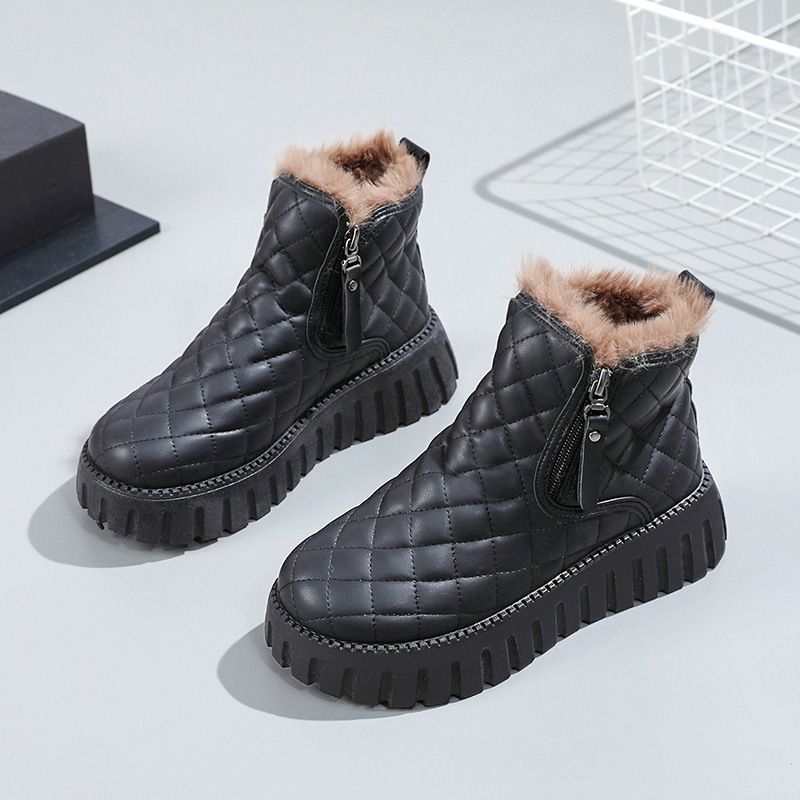 2025 New Style Women's Cotton Boots With Fleece Mid-top Cotton Shoes And Women's Snow Boots_vogvips.com