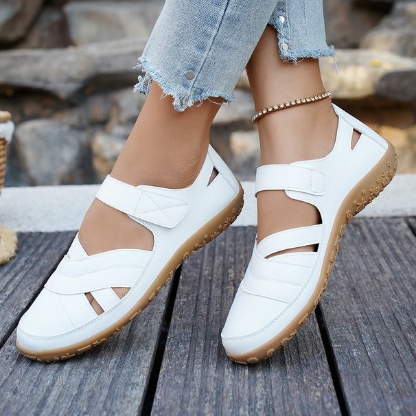 2025 Summer's New Women's Sandals, Large-sized Hollowed-out Holes, Breathable Roman Sandals, Soft-soled White Sneakers_vogvips.com