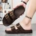 Summer Retro Double-button Matte Surface Flip-flop Versatile And Fashionable Casual And Comfortable Slip-on Sandal_vogvips.com