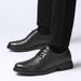 Euro Step Business Formal Casual Leather Men's Wedding Top Layer Cowhide Lace-up Crocodile Brogue Carved Height-increasing Shoes_vogvips.com