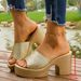 Cross-border Plus-size High-heeled Slippers For Women, 2025 New Summer Foreign Trade European And American Style Chunky_vogvips.com