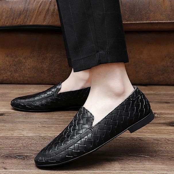 Men's Leather, Soft Sole, Slip-on Casual Business Leather Shoes, Versatile Driving Loafers_vogvips.com