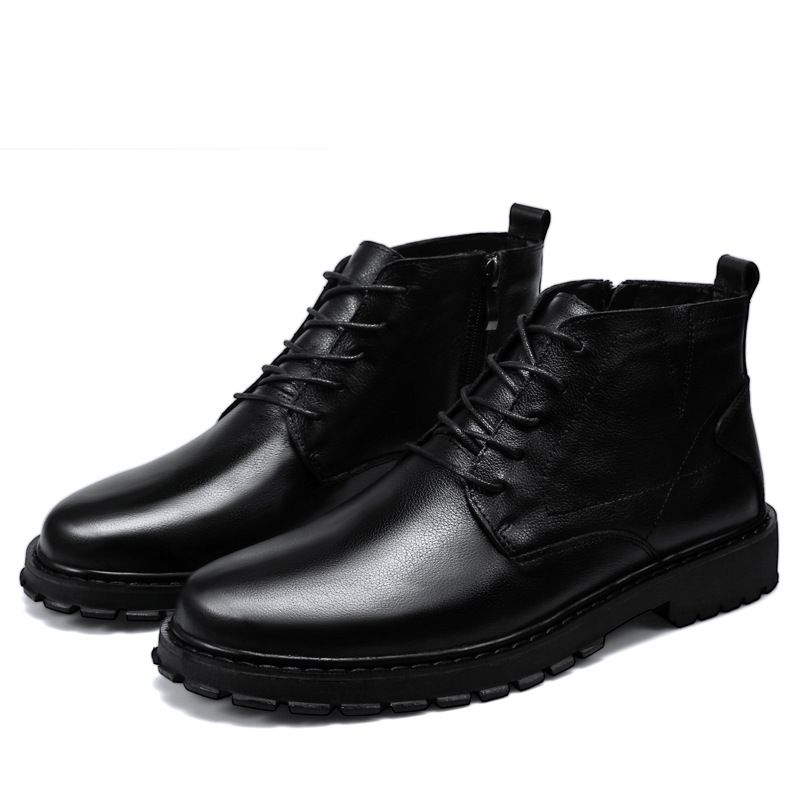 Warm Martin Boots Sewn Thread Shoes Men's Medium Top Cotton Warm Top Snow Boots_vogvips.com