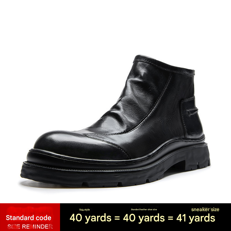 European Warm Series Genuine Short British Style Autumn Winter Soft Leather High-End Martin Cowhide Boots Men's Thick Sole_vogvips.com