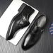 Euro Step Slip-On Leather For Men Korean Style British Men's Business Formal Trendy One-Piece Casual Wedding Shoes_vogvips.com