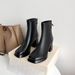 French Style Short Boots For Women, Chunky Heel, Waterproof Platform, Back Zipper, 2024 New Korean Version, Autumn And_vogvips.com