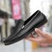 Genuine Leather Men's Shoes Spring Top Layer Cowhide Black Flat Slip-On Loafers Soft Surface Large Size Trendy Brand_vogvips.com
