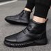 European Warm Series Autumn Winter Martin Men Black High-top Boots Fleece-lined Warm British Style Leather Youth Men's Shoes Trendy Brand_vogvips.com