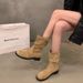 Chunky Heel Mid-Calf Knight Women's Shoes 2025 New Autumn Winter Fleece Lined Short Martin Boots_vogvips.com