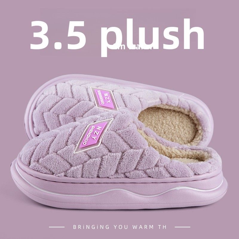 Qidan Shoe Factory Closed-Toe Cotton For Women Winter Indoor Home Fleece-Lined Thick Soft Sole Warm Outdoor Furry_vogvips.com