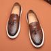 British Style One Legged Tassel Loafers Men's Casual Shoes, Versatile And Fashionable Patterned Bean Shoes For Men_vogvips.com