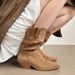 Pointed Toe Chunky Heel Slouch Mid-Calf 2024 Autumn Winter Brown Over-the-Knee Short For Petite Women Long Boots_vogvips.com
