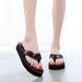 New High, Medium, And Low Heel Thick-Soled Slippers Women, Summer Beach Sandals, Women's Fashionable Outdoor Flip-Flops_vogvips.com