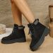 Women's Shoes Autumn/Winter New Style Solid Color Women's Cotton Boots Lace Up Ankle Boots Women's Warm Snow Boots Women's Shoes_vogvips.com