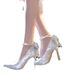 High Heels For Women 2025 Summer New Rhinestone Bow Pearl Chain Elegant Wedding Pointed Toe Stiletto Single Shoes_vogvips.com
