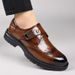 Euro Step Brogue Autumn Breathable Men's Groom Suit Casual Velcro Business Derby Shoes_vogvips.com