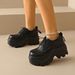 Women's Plus Size Platform Loafers British Style Lace Up Thick Sole Leather Shoes Spring New Style_vogvips.com
