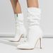 Pointed Toe Stacked Heel Knee High Boots For Women - Shiny Patent Leather Riding Boots With Side Zipper, Fashionable Stiletto Heels_vogvips.com