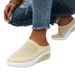 Women's Thick-Soled Half-Slip Soft Sole Non-Slip Slip-On Beach Sandals Plus Size Cushion Shoes_vogvips.com