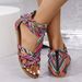 New Summer Bohemian Chic Color Block Roman Women's Plus Size Flat Sandals_vogvips.com