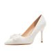 Women's Shoes Elegant Pointed Toe High Heels With Lace Bow Detail - Comfortable Stiletto Pumps For Wedding, Party & Daily Wear (Sizes 31-43, White)_vogvips.com