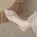Flat Sole Single Shoe Female Summer 2023 New Style One Foot Pedal Water Diamond Pearl Petal Fairy Matching Skirt Wedding_vogvips.com
